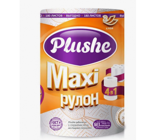 Полотенце бумажное Плюше Maxi 1шт 2-х слойное цвет тиснение