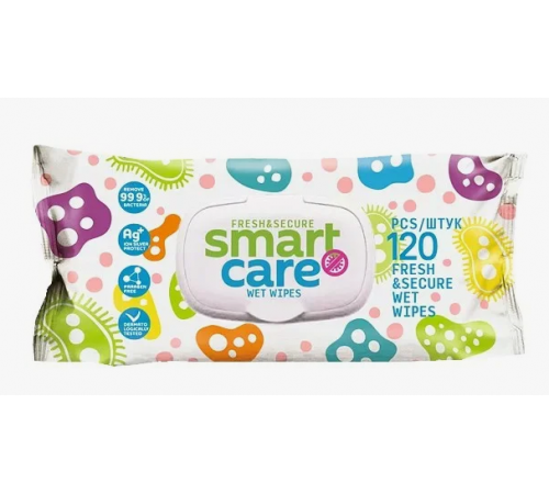 Салфетки влажные 120шт Smart Care с клапаном