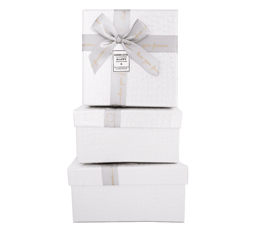Коробка подарочная 15*15*6,5 Тиснение.Квадрат Белая БРАВО