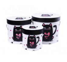 Коробка подарочная круглая 12*12 Котик Мур-Мяу