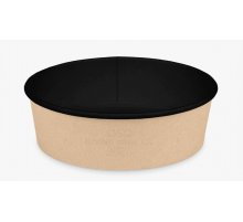 Упаковка круглая 750 мл Round Bowl ДНО + КРЫШКА КУПОЛЬНАЯ BLACK WOOD d-150 h-61