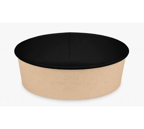 Упаковка круглая 750 мл Round Bowl ДНО + КРЫШКА КУПОЛЬНАЯ BLACK WOOD d-150 h-61