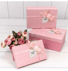 Коробка подарочная 19*12*6,6 Розовая "FOR YOU" с бантом