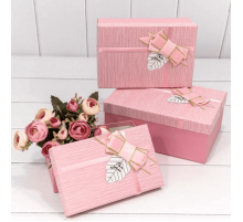 Коробка подарочная 23*16*9,5 Розовая "FOR YOU" с бантом