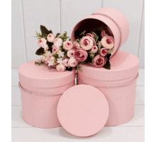 Коробка круглая 13*13 цилиндр с ручкой Розовый