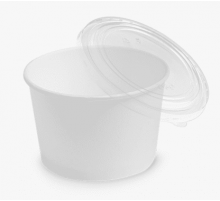 Супница круглая 300мл Round Bowl d100 х h65мм белая с прозрачной крышкой