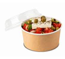 Упаковка круглая 1000мл Round Bowl d-150 h-77 ДНО + КРЫШКА КУПОЛЬНАЯ КРАФТ