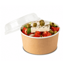 Упаковка круглая 1000мл Round Bowl d-150 h-77 ДНО + КРЫШКА КУПОЛЬНАЯ КРАФТ