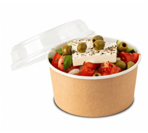 Упаковка круглая 1000мл Round Bowl d-150 h-77 ДНО + КРЫШКА КУПОЛЬНАЯ КРАФТ