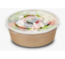 Упаковка круглая 750 мл Round Bowl ДНО + КРЫШКА ПЛОСКАЯ КРАФТ d-150, h-61