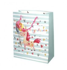 Пакет подарочный 26*12*32 Поздравляю! Единорог с шарами БРАВО